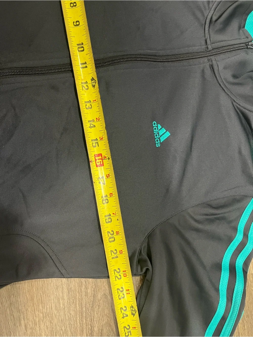 adidas Black Jacket with Teal Trim